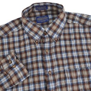Sir Pendleton Woolen Mills Plaid Button Down‎ Shirt Women's Large Worsted Wool